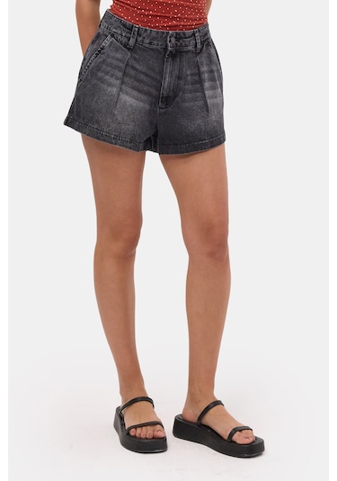 Itsbasic Kadın Koyu Füme 2s6-1 Mini Pileli Denim Şort Çok Renkli