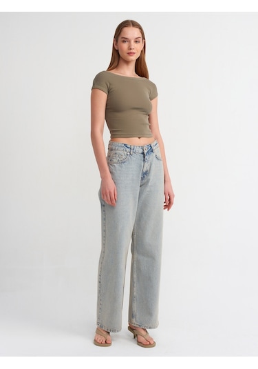 Dilvin Salaş Denim Pantolon Tint Kırmızı