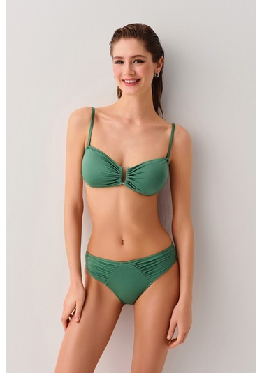 Suwen Metal Aksesuarlı Straplez Bikini Üst Sbn25540c1060 Olive