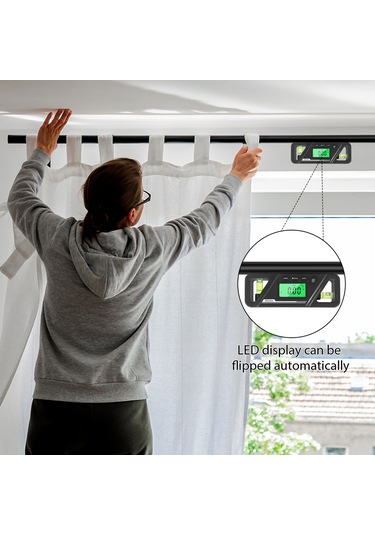 Xindoker Dijital Eğim Ölçer, Açıölçer Ve Su Terazisi İle Hassas Açı Ölçümü, Manyetik, 90 Derece, Siyah, Taşınabilir