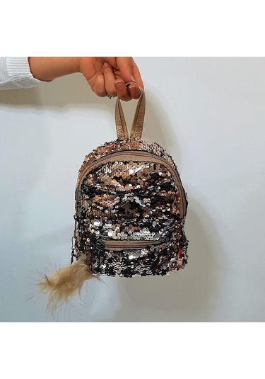 Fiyra Crn Dore Altın Pullu Kız Çocuk Sırt Çantası 16cmx20cmx10cm Altın