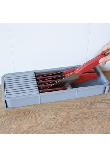 Pazly Genişletilebilir Mutfak Çekmece Bıçak Saklama Kutusu - Siyah Blade Kompakt Tasarım Siyah