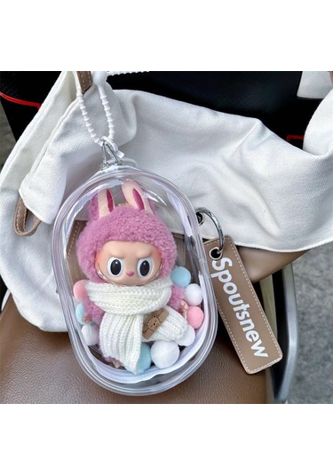 Suofeng Labubu Bebek Çantası: 10-15cm Peluş Oyuncakları İçin Taşıma Ve Korumalı Çanta, Toz Ve Güneşten Koruma Şeffaf