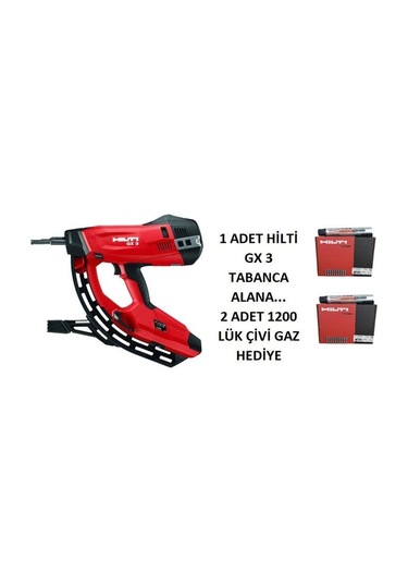 Hilti Gx 3 Tabanca Yanında 2 Adet 1200 Lük Çivi Gaz