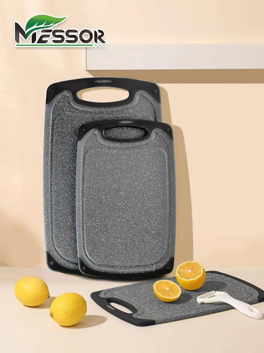 Messor Tuvalette 3 Parça Yaprak Saplı Plastik Kesme Tahtası Standlı 146364873 Siyah