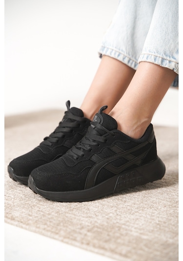 Garantili D0120 Günlük Ortopedik Kadın Sneaker Spor Ayakkabı Siyah