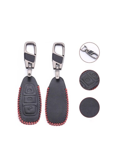 Araba Anahtarsız Uzaktan Anahtar Fob Kabuk Kapağı 3 Düğme Deri Anahtar Kutusu Ford Uyumlu Fiesta Focus 3 4 Mondeo Ecosport Kuga Focus St