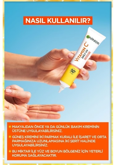 Garnier Vitamin C Daily Uv Glow Günlük Koruyucu Yüz Güneş Kremi SPF50+ 40 ML