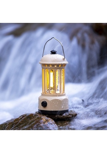 Ulzyvf Çevik Sürekli Şarj Saplı Retro Mekan Lambası Karanlık Kamp Kablosuz Işık Fener, Ev Ve Dış Çadır İçin Beyaz Ayarı Atmosferler Beyaz