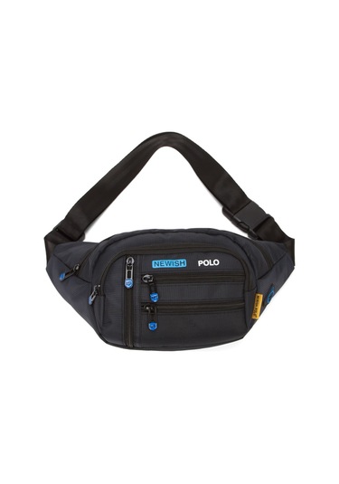 Newish Polo Erkek Usb Kulaklık Çıkışlı Crossbody Çapraz Göğüs Omuz Ve Bel Çantası New328 Siyah - Mavi