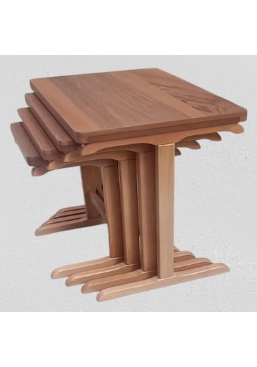 Zigon Ilgaz T Sehpa Model Kayın Gövde Parlak Ceviz Renk Kutuda Sevk El Yapım