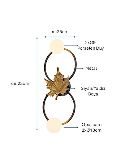 Siyah/sarı Yaldız Boyalı Armatür Plc-1219-ap-bsy Siyah