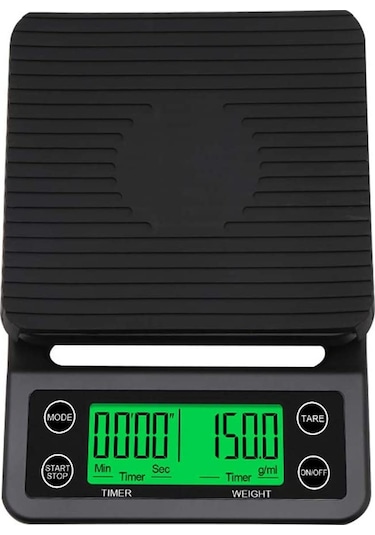 3 Kg Zaman Ayarlı Hassas Kahve Terazisi Tartı 0.1gr Hassasiyet