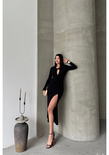 Sandy Elbise Büzgü Detaylı - Siyah Siyah