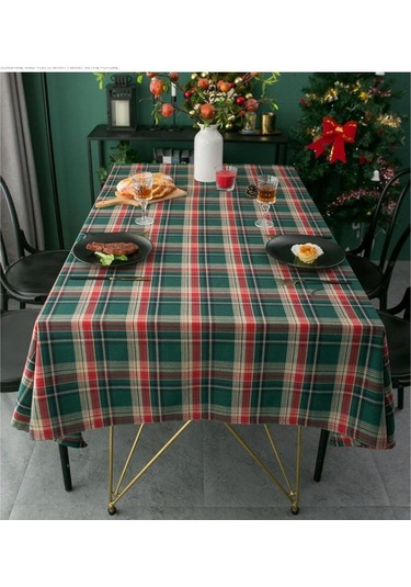 Noel Masa Örtüsü Kumaş Sanatı Amerikan Tarzı Yeşil Izgara High-end Masa Örtüsü Çay Masası Masa Örtüsü