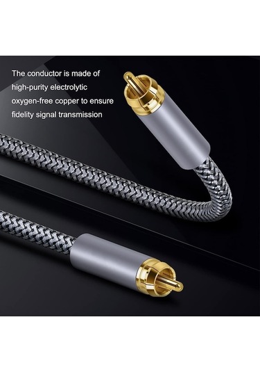 Novahub 5m Saf Bakır Rca Koaksiyel Hıfı Dijital Ses Kablosu Optik , Spdıf Subwoofer Hoparlör Kablosu Gümüş Gri