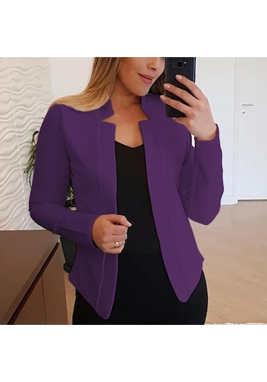 Mor Bahar Ceket Slim Fit Sıcak Kırışıklık Karşıtı Çentik Yaka Kadın Blazer Kadın Giysileri Mor Mor Bahar Ceket Slim Fit Sıcak Kırışıklık Karşıtı Çentik Yaka Kadın Blazer Kadın Giysileri Mor