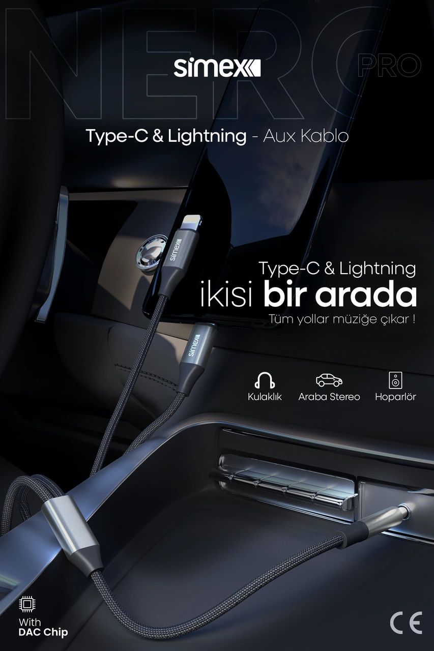 Simex 2in1 Dac Sa-03 Auxpro Kumaş Aux Kablosu