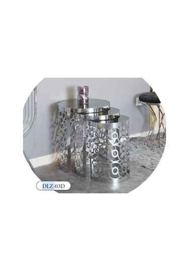 Mim Füme - Gümüş Lazer Kesim Zigon Sehpa Gümüş