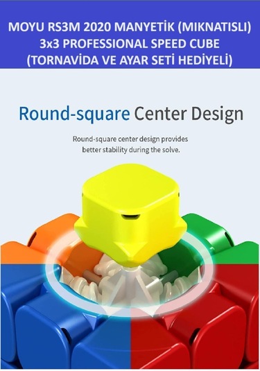 3x3 Mıknatıslı Manyetik Zeka Küpü - Moyu Rs3m Profesyonel Speed Cube - 3x3 Zeka Sabır Küpü -