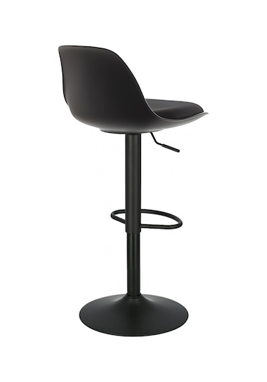 Bürocci Nadya Bar Sandalyesi - Siyah Deri - Mat Siyah Ayaklı Yüksek Bar Taburesi - 9537y0101 Siyah