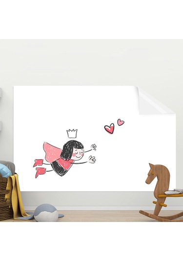 Dolıty Kuru Silme Tahta Etiket Çocuk Odası Duvar Masası 60cmx5m-beyaz