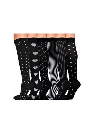 6 Pairs Knee High Sport Compression Socks Eu 38-41 For Men And Women, Nursing, Athletic, Travel, Flight Diğer