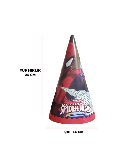 Karton Parti Şapkası Örümcek Adam Temalı 8 Adet Tüm Yaşlar