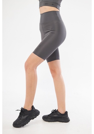 Lesa Wear Yüksek Bel Likralı Toparlayıcı Kısa Şort Tayt Antrasit