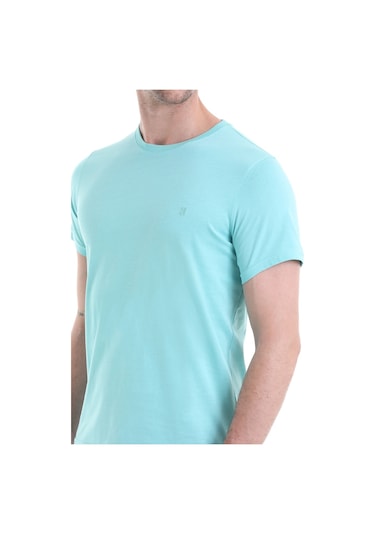 Hatemoğlu 35353022C003 000096 Regular Fit Pamuk Bisiklet Yaka Düz Erkek Tişört Mavi