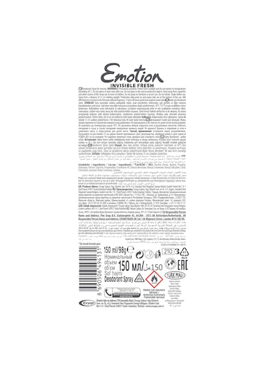 Emotion Invisible Fresh Black & White Kadın Sprey Deodorant 6 x 150 ML