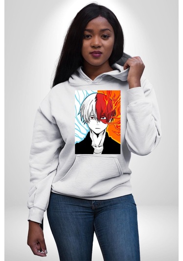 My Hero Academia Boku Anime Kadın Erkek Beyaz Kapüşonlu Sweatshirt Hoodie Beyaz