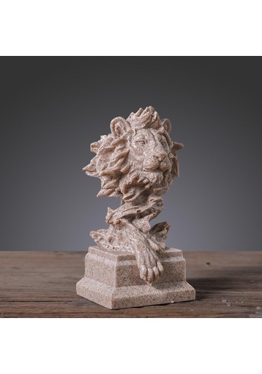 Suntek Magideal Aslan Kafası Heykeli El Sanatları Masa Kumtaşı-rengi