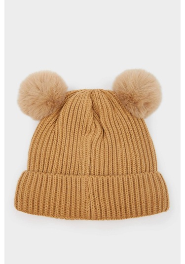 Defacto Erkek Bebek Nakışlı İçi Polarlı Triko Bere C8601a525wnbn281 Kahve