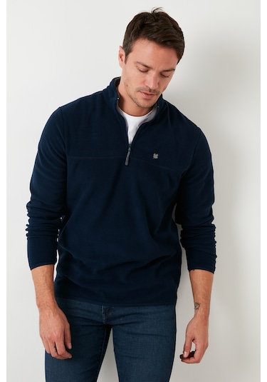 Buratti Slim Fit Anti-Pilling Tüylenme Yapmayan Bato Yaka Şardonlu 2'Li Paket Erkek Polar 5906001S2 Lacivert-Saks