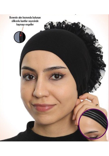 Slikonlu Kaymaz Dikişsiz Fırfırlı Bone Sdfpkdfb1001 Siyah