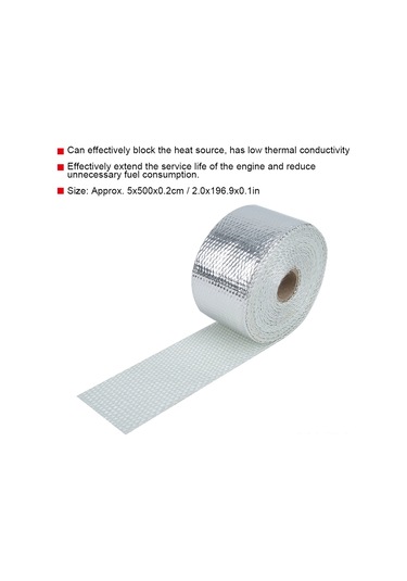 Reedark Gümüş Fiberglas Otomobil Egzos Borusu Isı Yalıtım Kumaşı 5m - 2000 F Isı Dayanımı, Motor Ömrünü Uzatır, Kaput Altı Sıcaklığı %50-70 Azaltır + 5 Bağlama Kayış