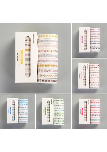 Singree 10 Rulo Renkli Washi Bant Seti - Dıy Defter Süsleme Ve Hediye Paketleme İçin