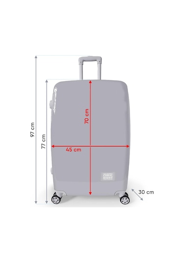 Coral High Renkli Desenli Pc Büyük Boy Valiz 70cm 16838 Mor
