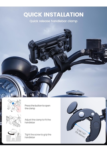 Lamicall Motosiklet İçin Telefon Tutucu Çift Titresim Engelleyici Ve Sarsinti Önleyici Bcsp01