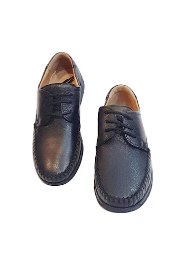 Fiyra Fth03 Siyah Hakiki Deri Kaymaz Bağacaklı Erkek Ayakkabı Siyah