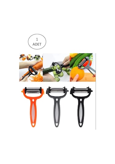 Renkli Saplı 3 Başlı Çelik Soyacak - Soyucu Çok Renkli