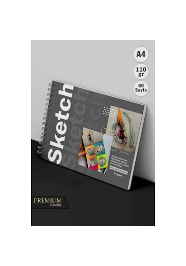 Eskiz Defteri Sketch Book A4 110gr, Sert Kapak Resim Defteri Premium Resim Defteri
