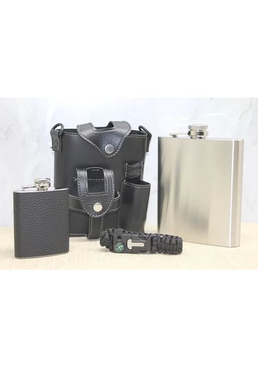 Deri Kılıflı Matara Seti Alk3929 Çok Renkli