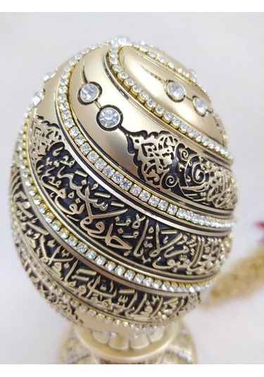Yumurta Ayet-El Kürsi Kristal Taşlı Dini Obje Biblo Büyük Sarı