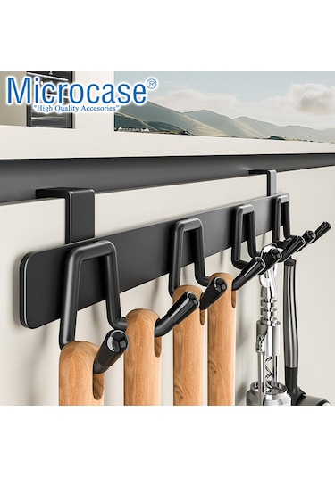 Microcase Kapı Arkası Çok Amaçlı Elbise Çanta Vb Metal Eşya Askılığı Al5446 Siyah