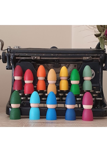 Waldorf Şapkalı Pegleri 12li Set Gökkuşağı Tonları Kırtkırt Ah...