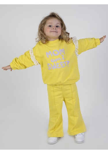 Kız Bebek&çocuk İki İplik Kumaş Orta Kalınlıkta İspanyol Pa.a Örme Basic Eşofman Takımı 001