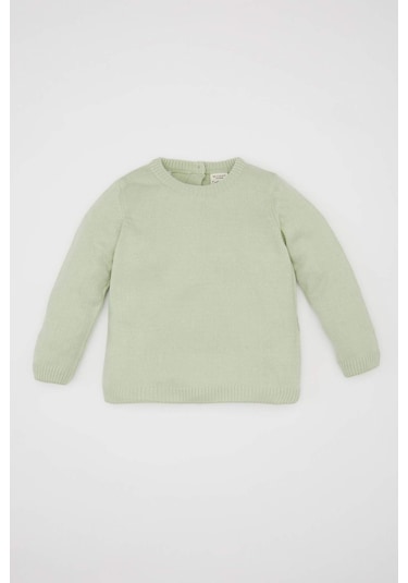 Defacto Kız Bebek Mint Bisiklet Yaka Basic Düz Triko Kazak X8187A224AUGN1123 Yeşil