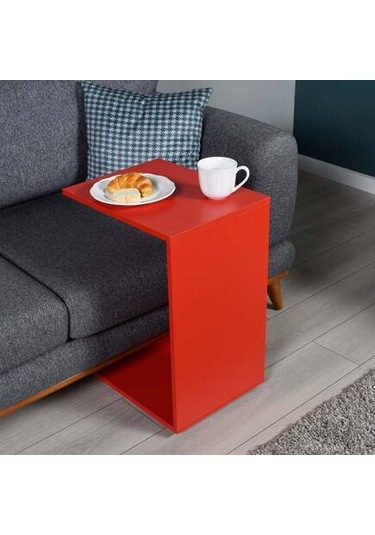 Çok Amaçlı Tekerlekli C Koltuk Sehpası-kırmızı 35x62x45 Cm Gxyxd Kırmızı